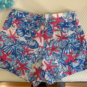Lilly Pulitzer Blue and Pink Starfish High Waist Shorts